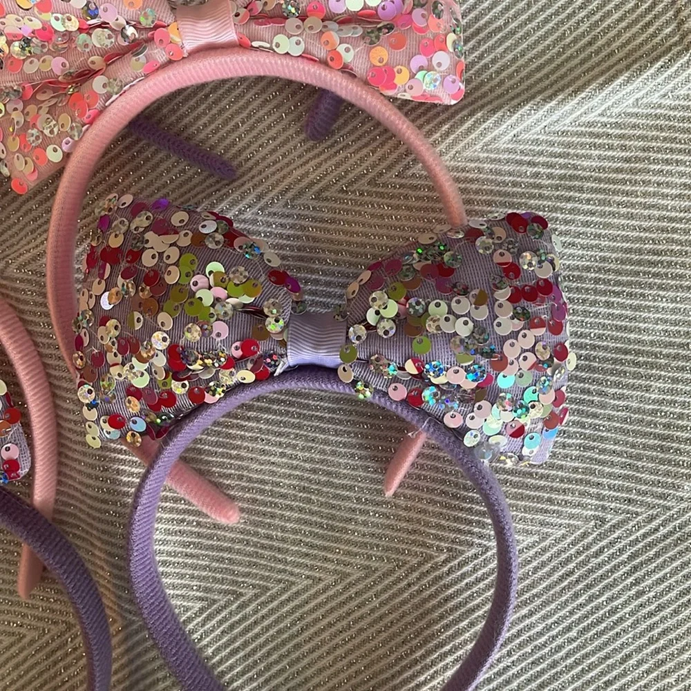 New pink and purple sequin headbands set of six new in bag